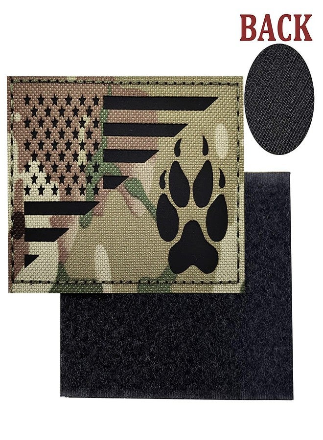 EHOPE IR Reflective Service Dog Patch US Flag Tactical Dog Paw Patches Vests/Harnesses Fastener Hook & Loop Patch (3.54 * 1.97In) - Image 4